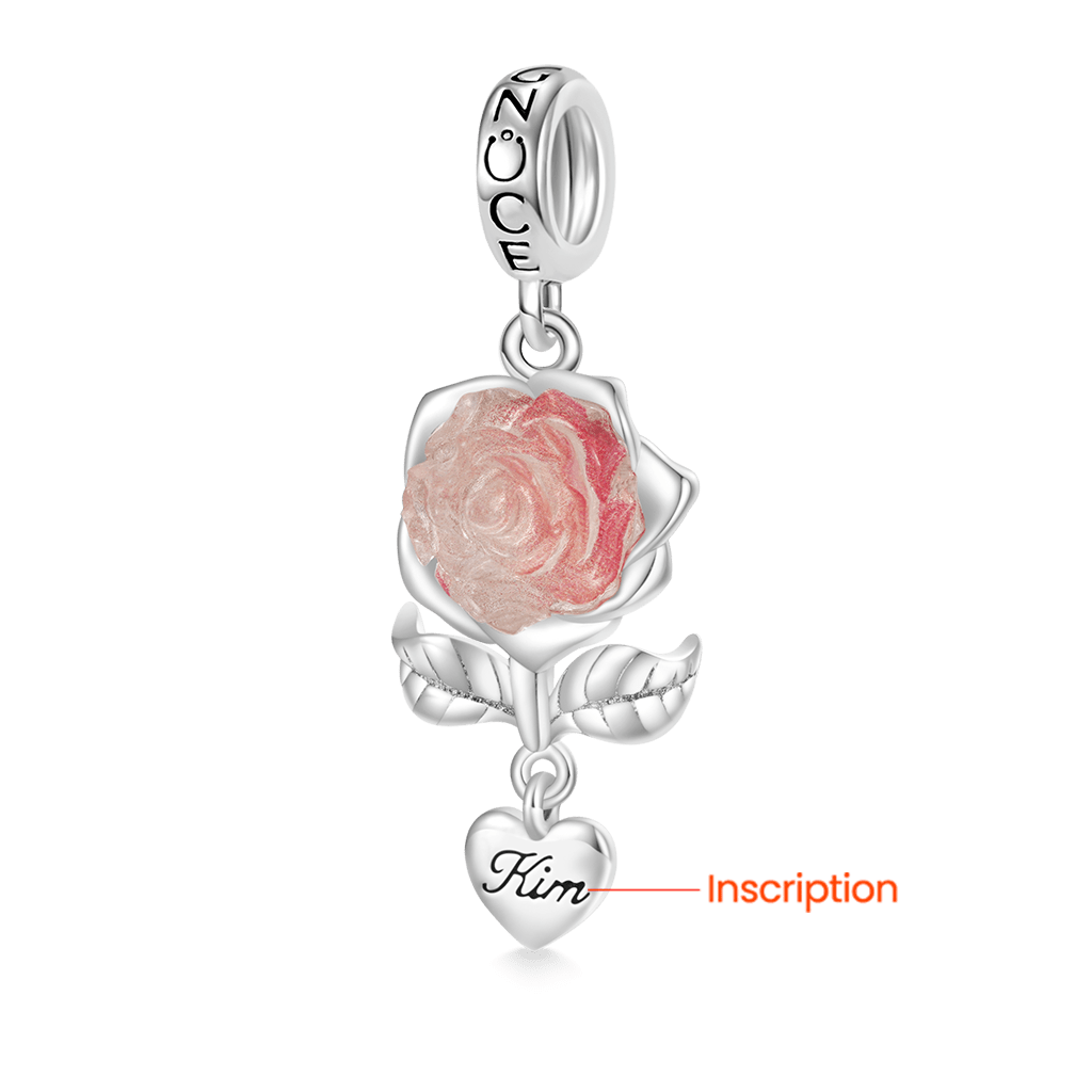 Engravable Rose Flower Charm image number 1