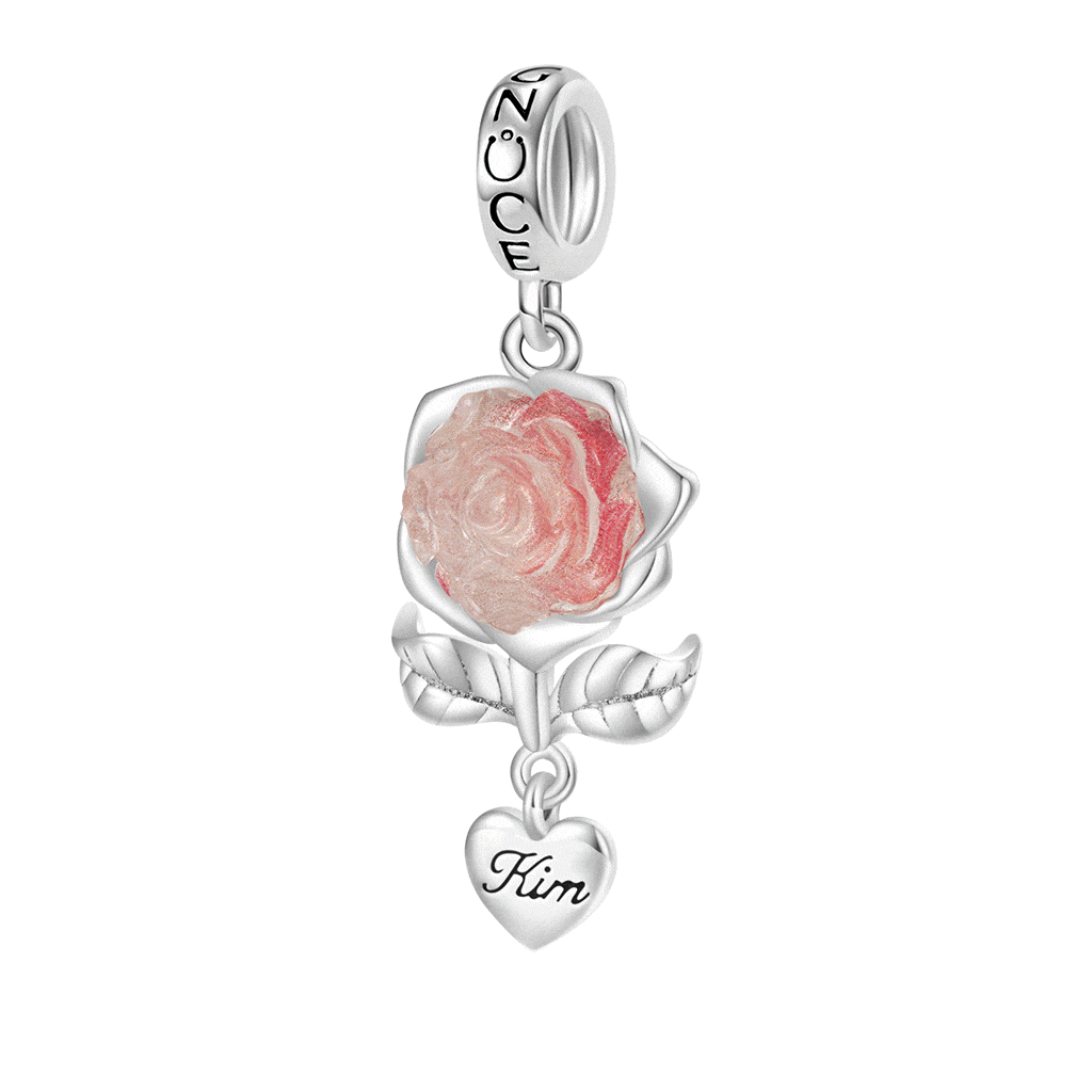 Engravable Rose Flower Charm image number 0