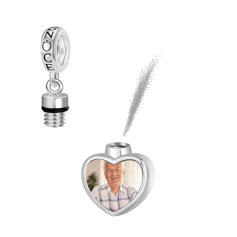 Personalized Photo Heart Urn Ashes Pendant image number 0