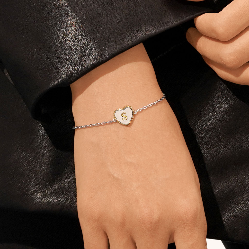 Personalized Initial Letter Heart Bracelet image number 4
