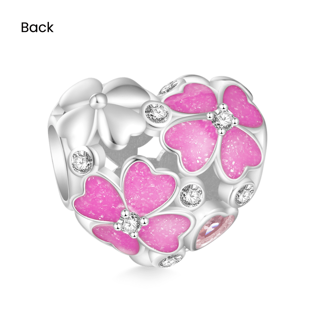Heart Pink Four Leaf Clover Charm image number 1