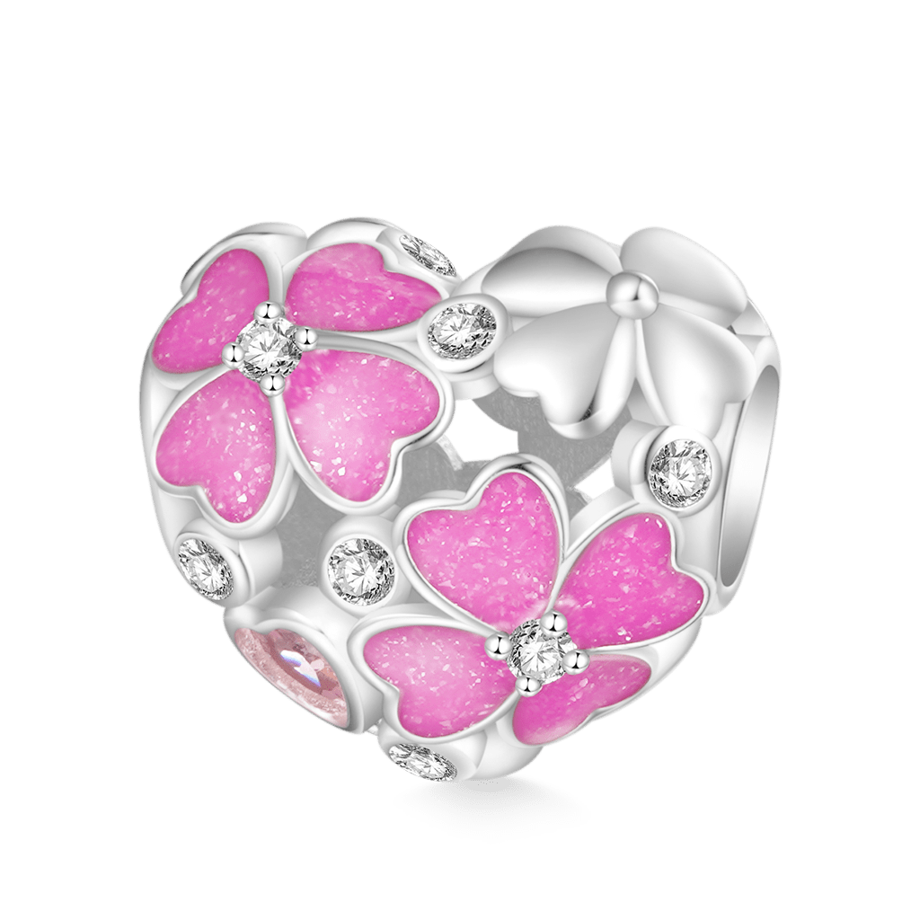 Heart Pink Four Leaf Clover Charm image number 0