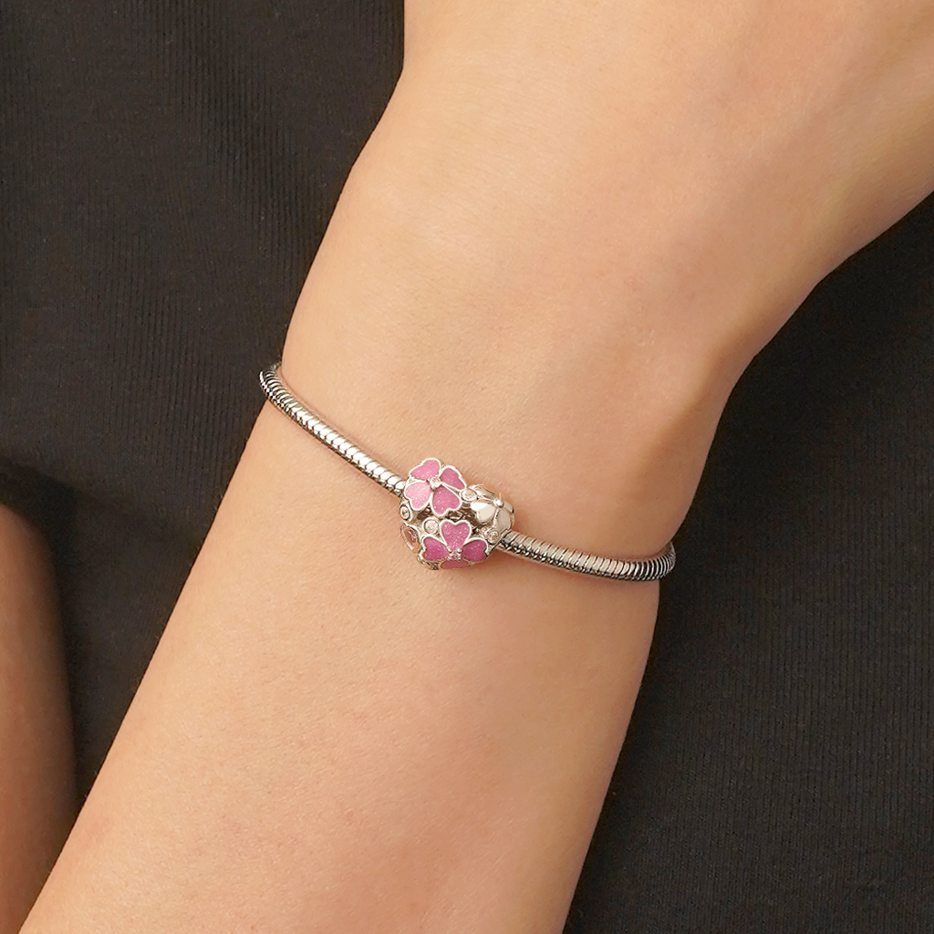 Heart Pink Four Leaf Clover Charm image number 4