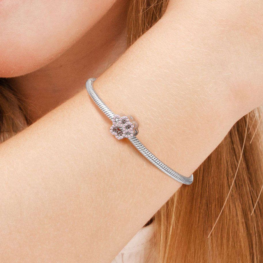 Crystal Pink Paw Charm image number 3