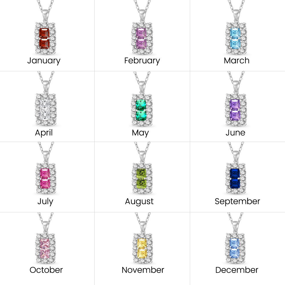Square Birthstone Necklace image number 6