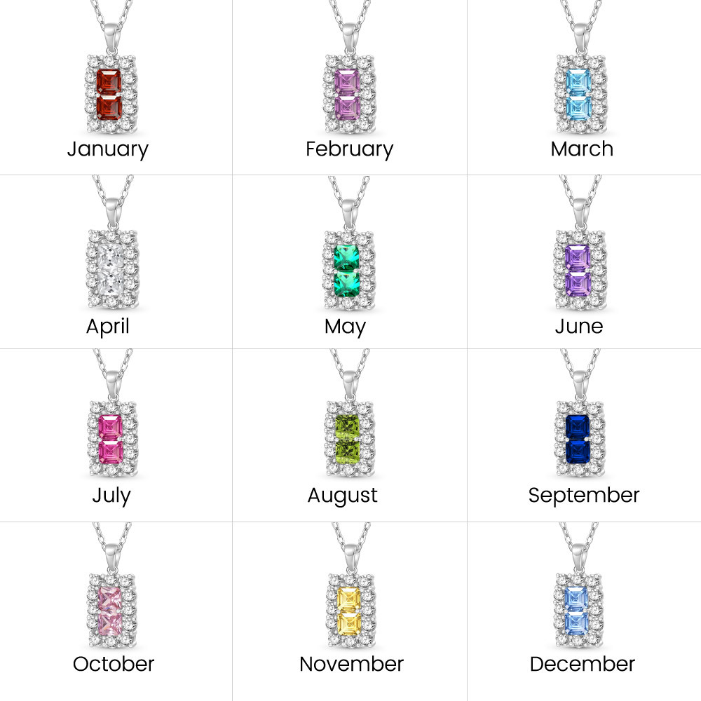 Square Birthstone Necklace image number 6