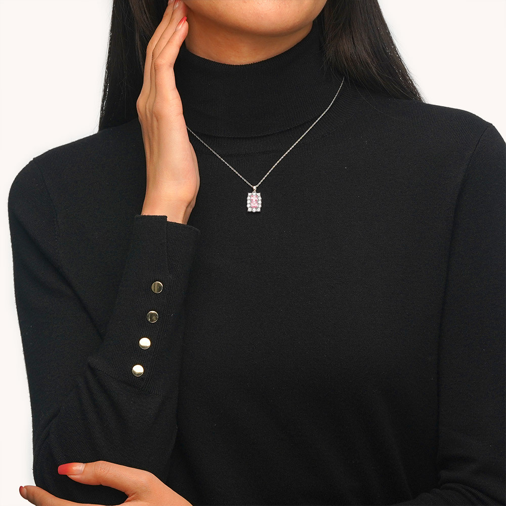 Square Birthstone Necklace image number 4