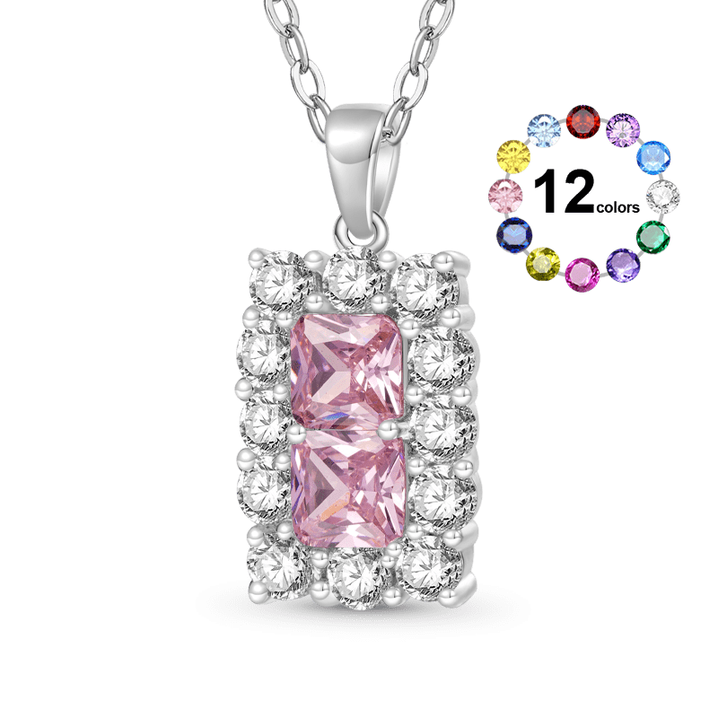 Square Birthstone Necklace image number 0