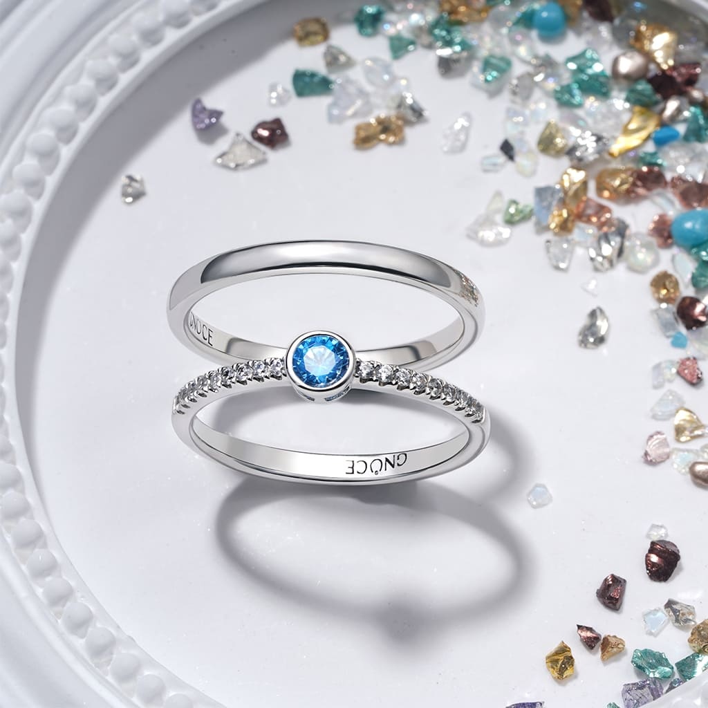 Aquamarine Stackable Ring Set image number 2