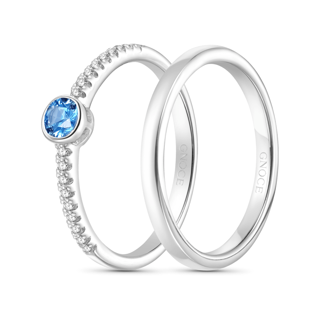 Aquamarine Stackable Ring Set image number 1
