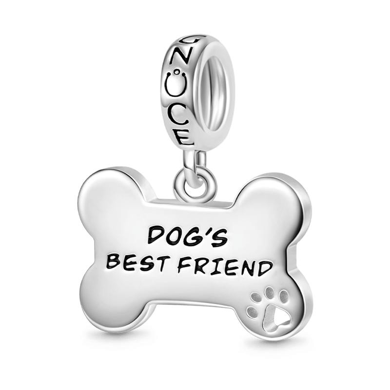 "Dog Loves Bone" Engravable Pendant image number 0