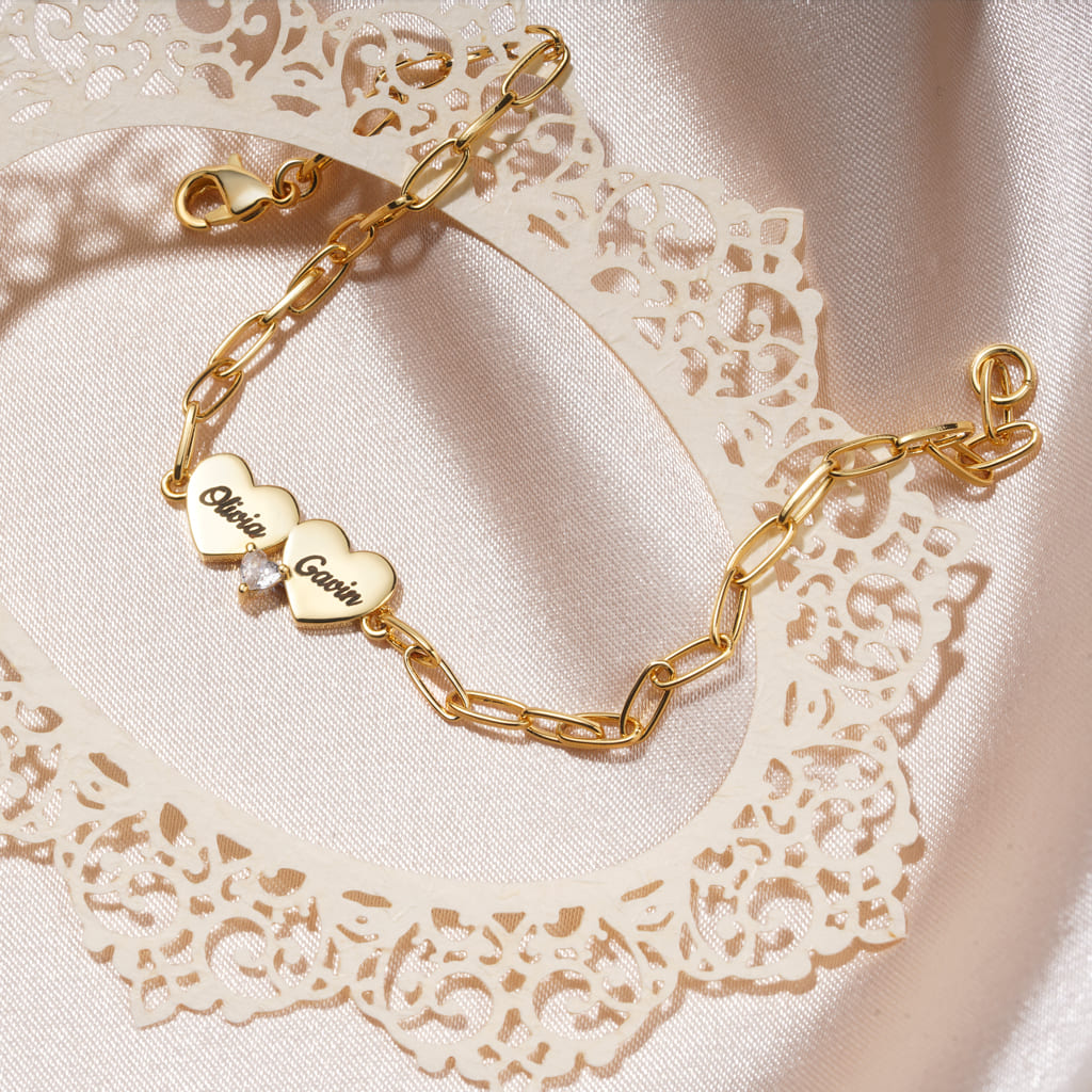 Double Heart Adjustable Bracelet image number 2