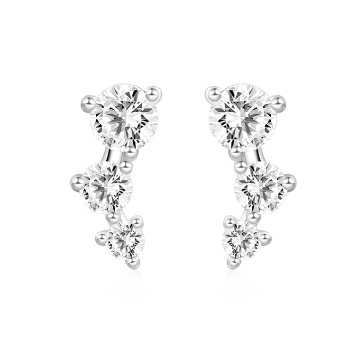 Three Stone Stud Earrings image number 0