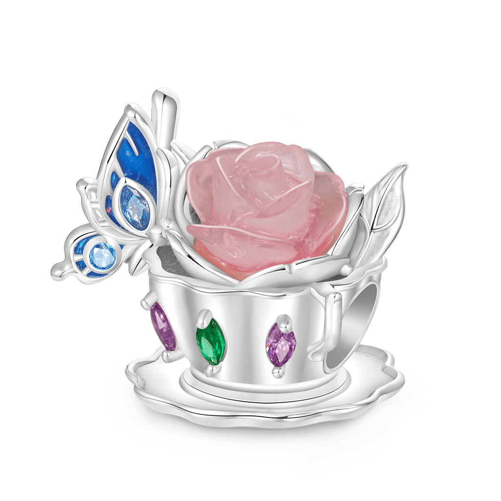 Glow-in-the-Dark Teacup Blue Butterfly Charm image number 1