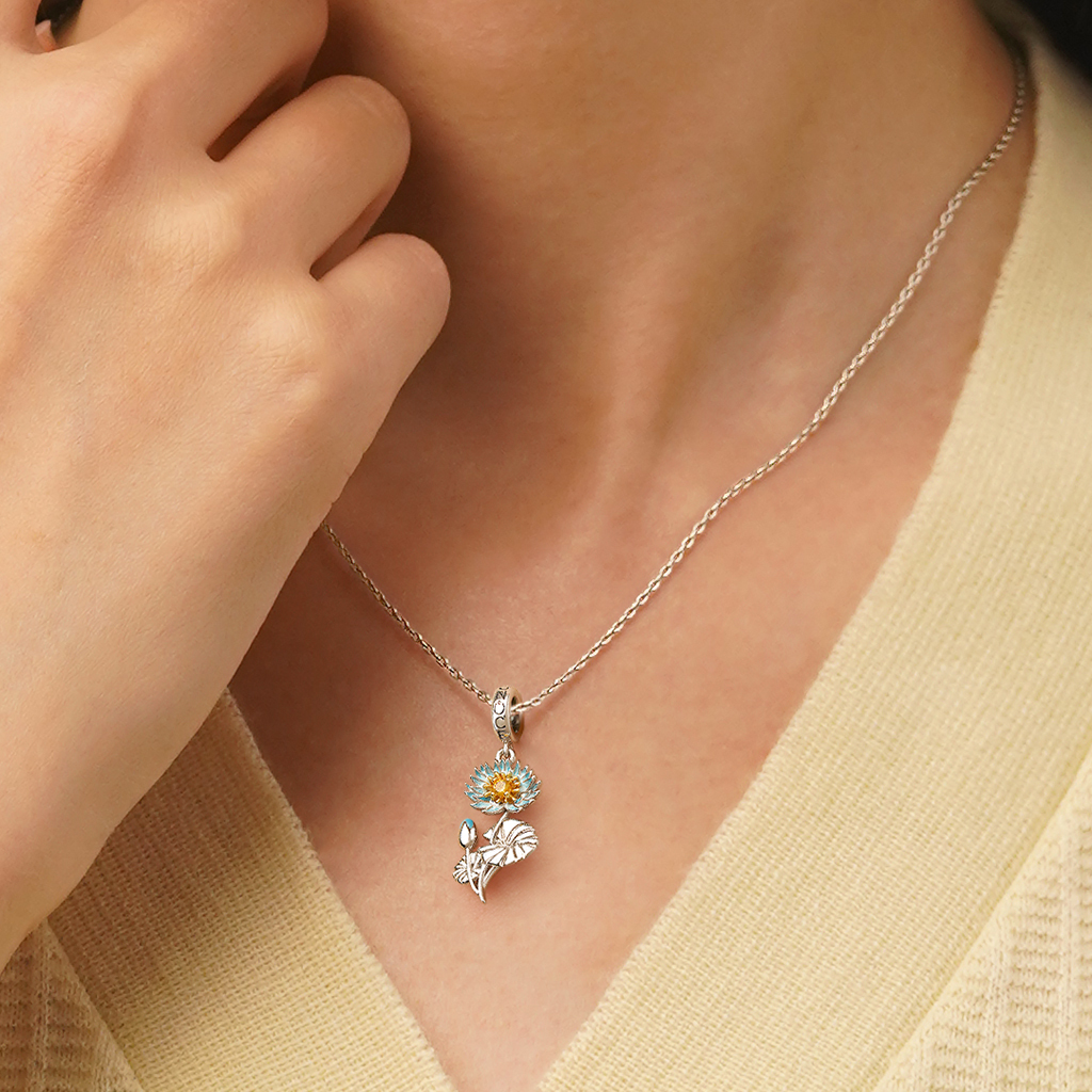 Blue Egyptian Water Lily Pendant image number 4