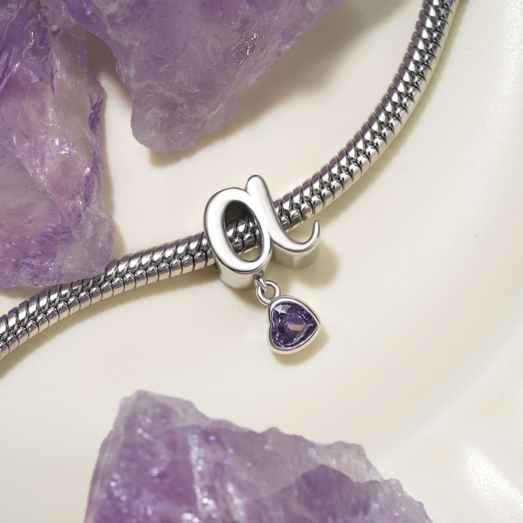 Letter Heart Birthstone Charm image number 4