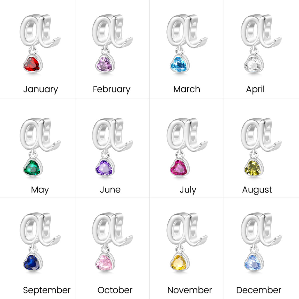 Letter Heart Birthstone Charm image number 7