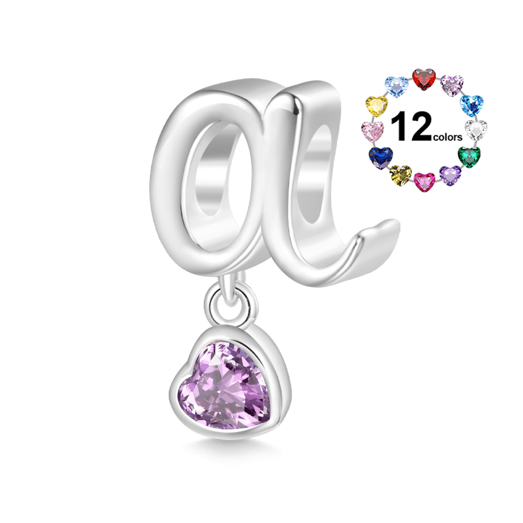 Letter Heart Birthstone Charm image number 1