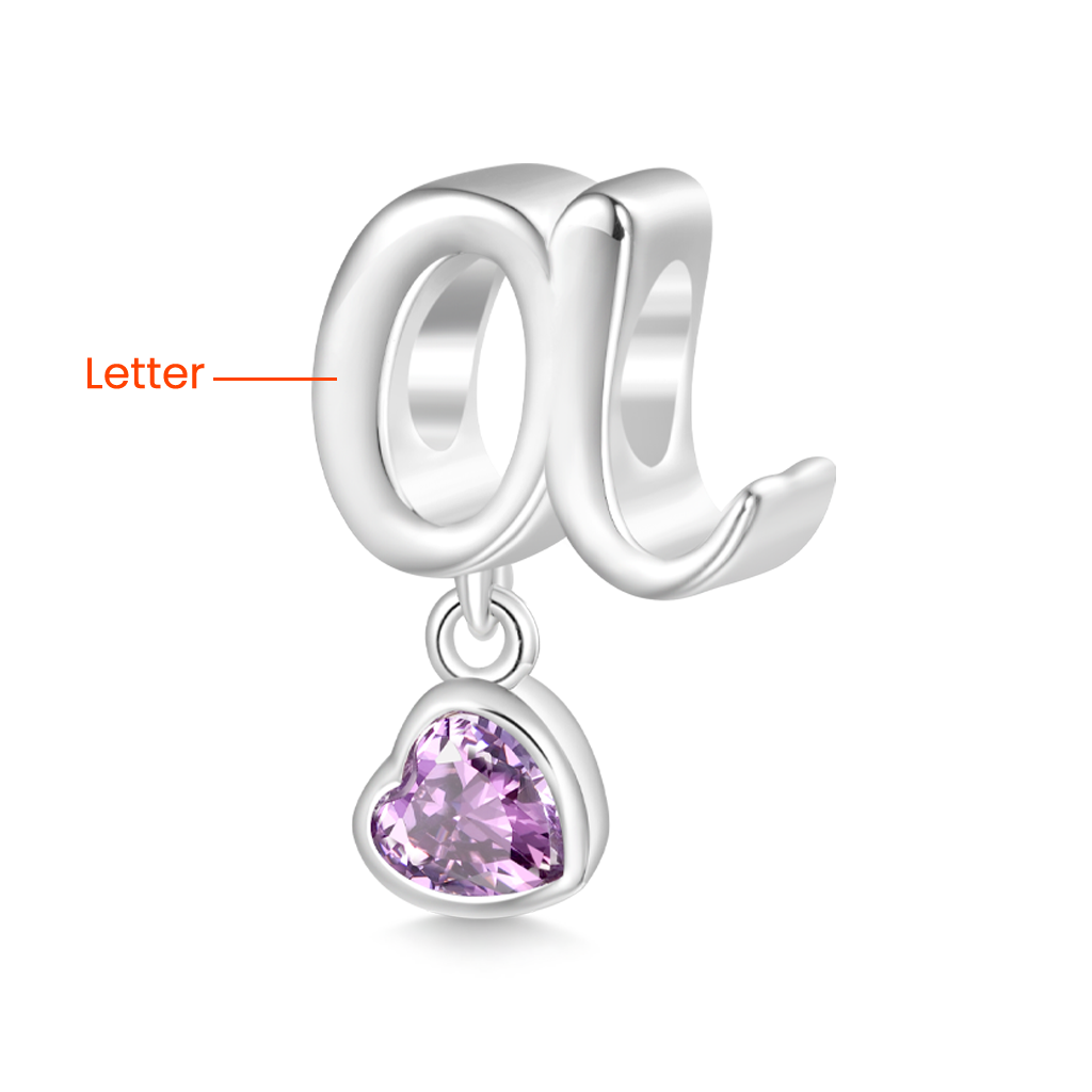 Letter Heart Birthstone Charm image number 2