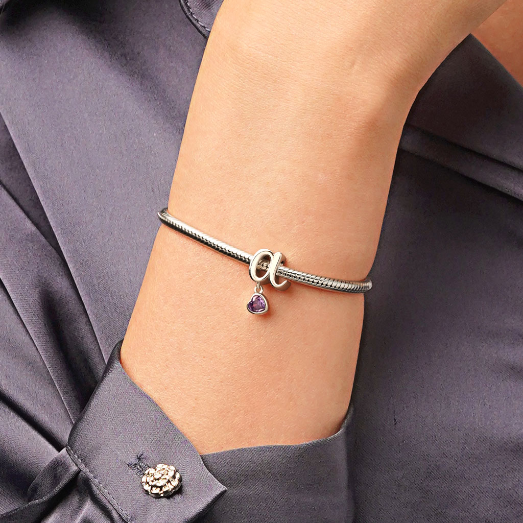Letter Heart Birthstone Charm image number 6