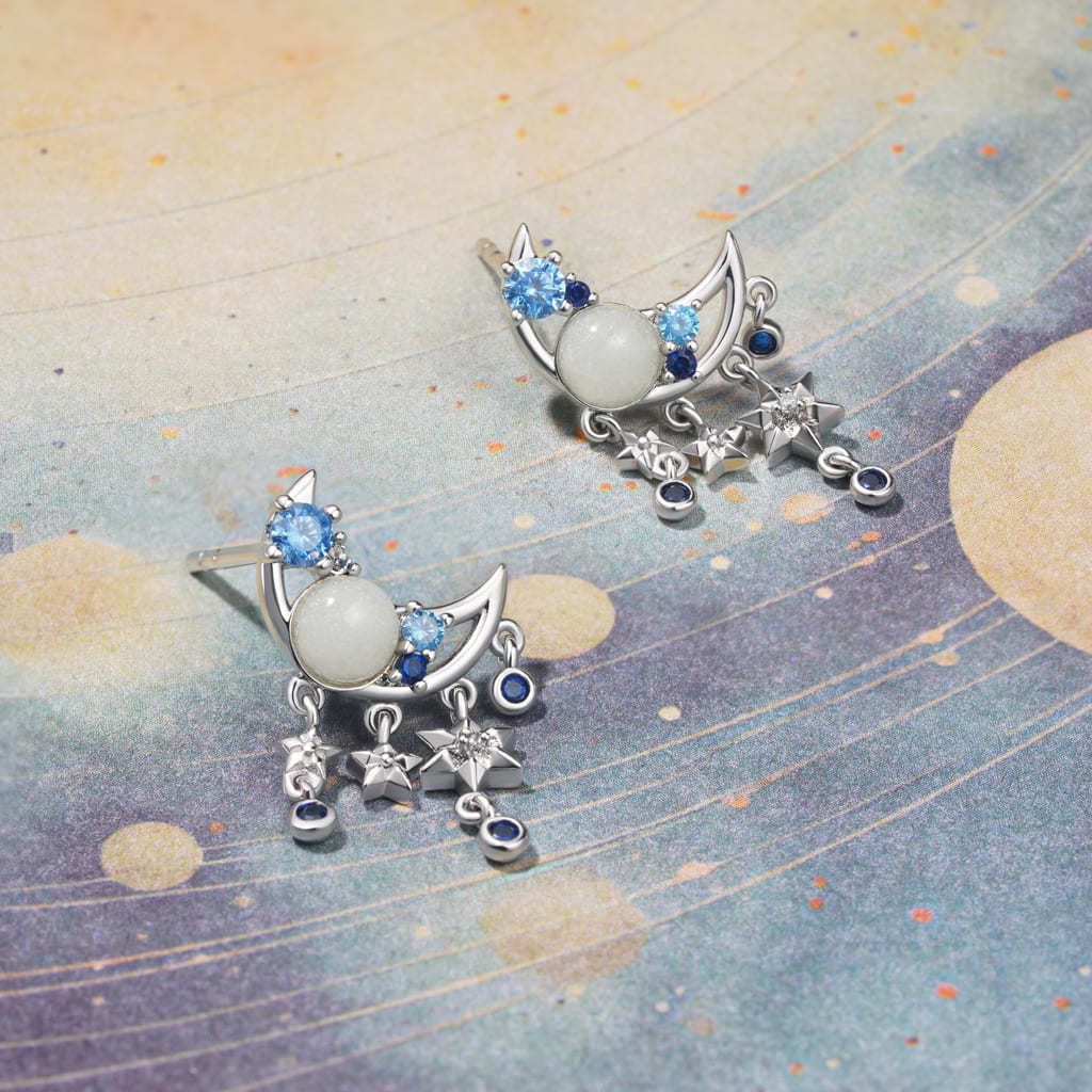 Sparkling Moon Stud Earrings image number 3