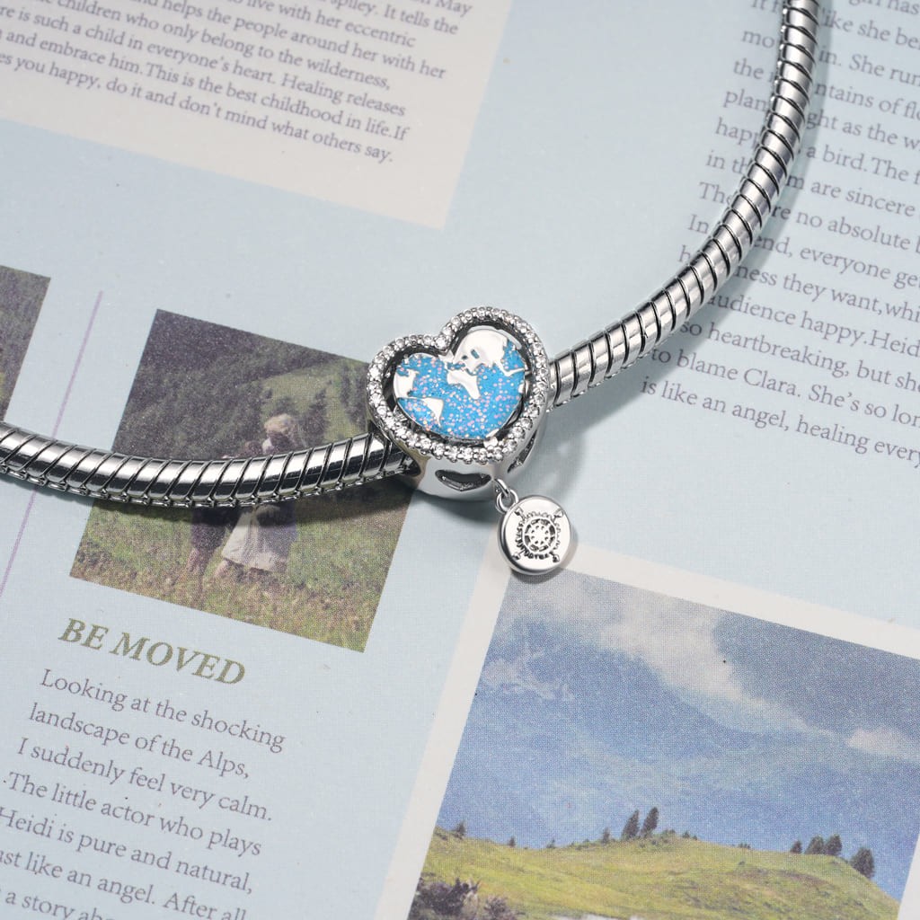 World Map Heart Charm image number 2