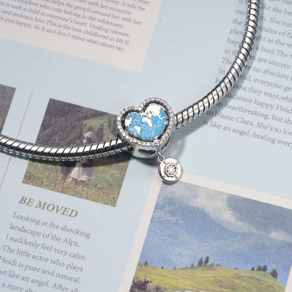 World Map Heart Charm image number 2