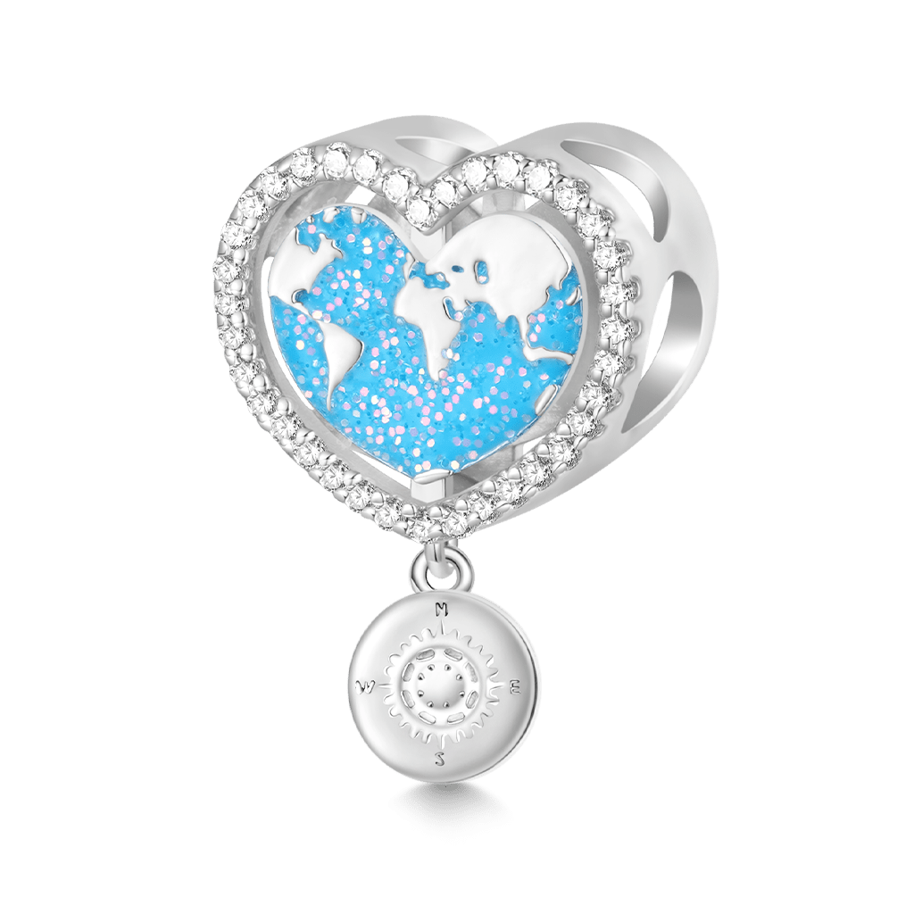 World Map Heart Charm image number 0