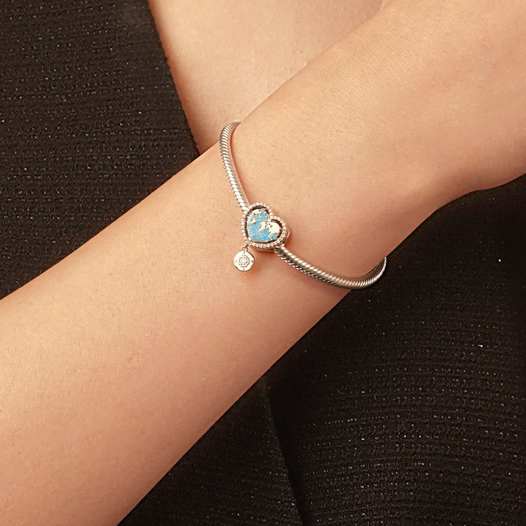 World Map Heart Charm image number 4