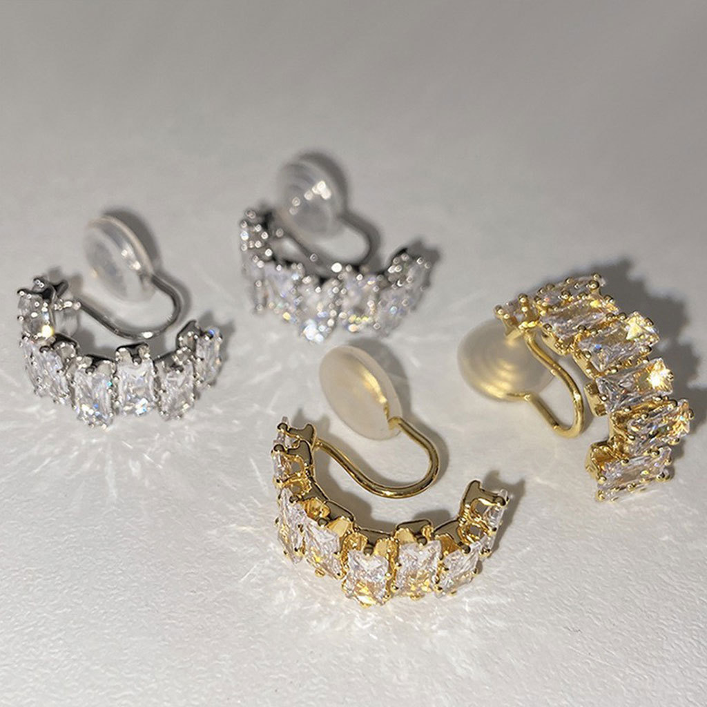 Irregular Zircon C-shaped Ear Clips image number 2