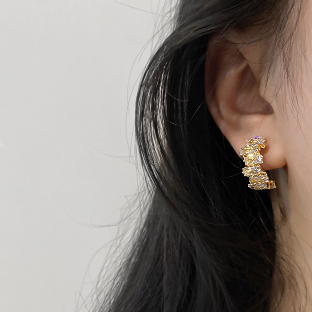 Irregular Zircon C-shaped Ear Clips image number 3
