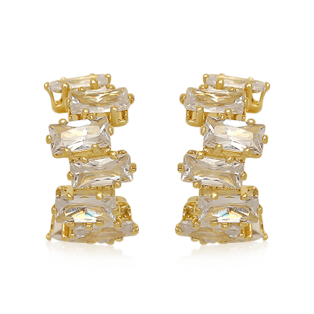 Irregular Zircon C-shaped Ear Clips image number 0