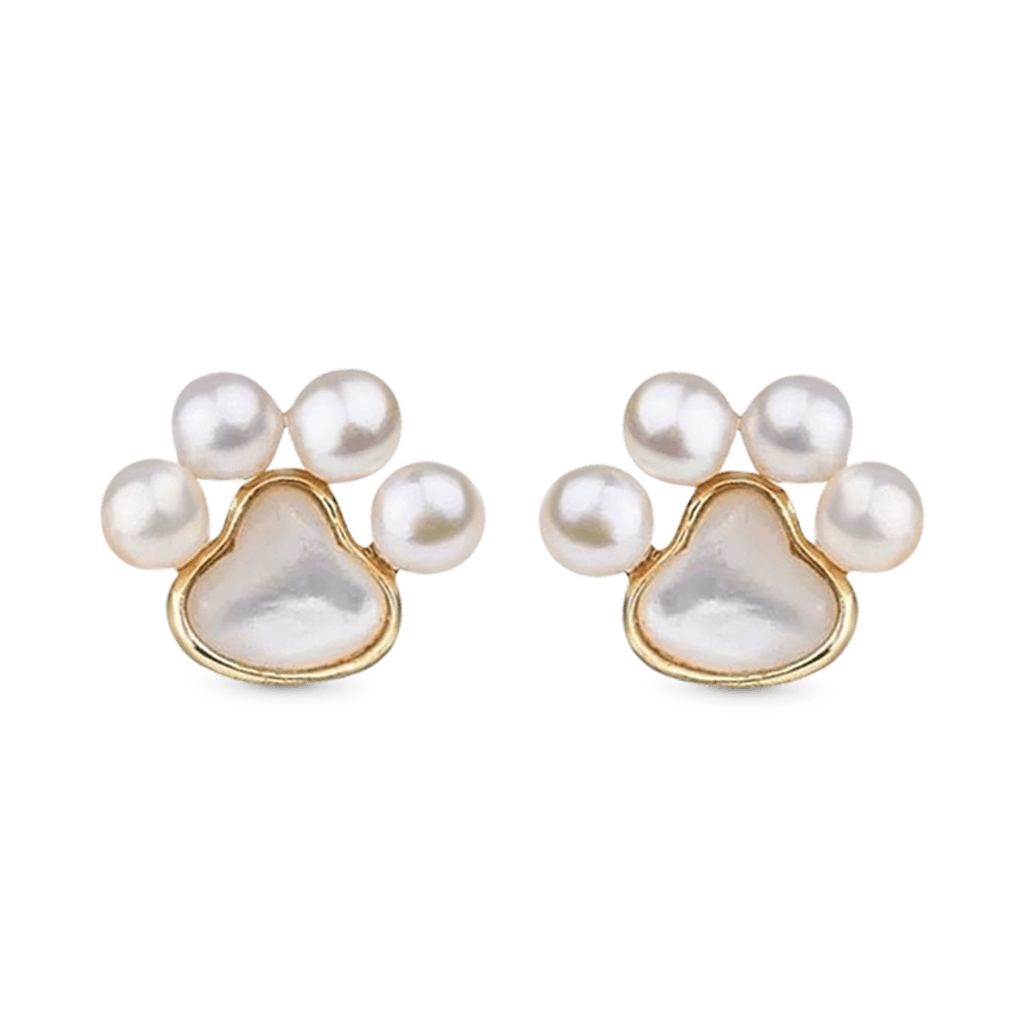 Pearl Paw Print Stud Earrings image number 0