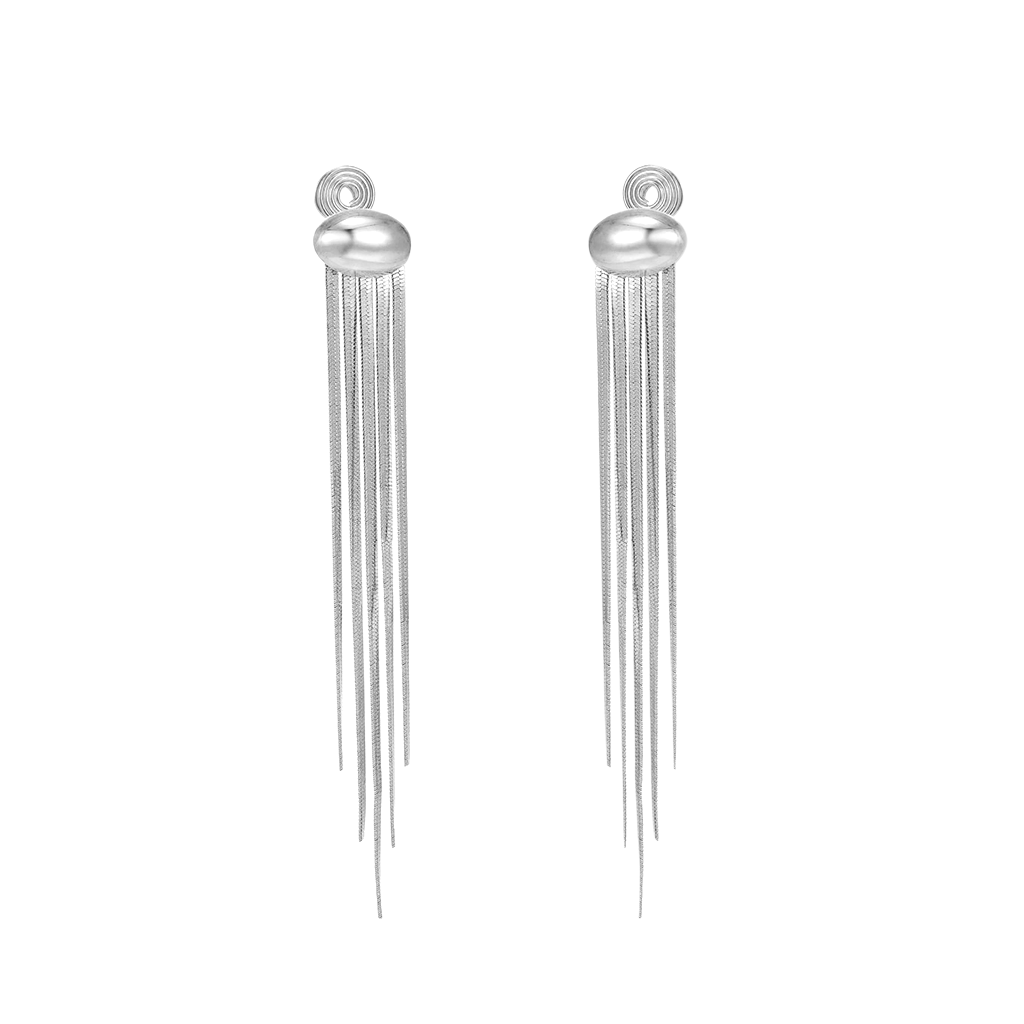 Long Tassel Metal Bean Ear Clips image number 1