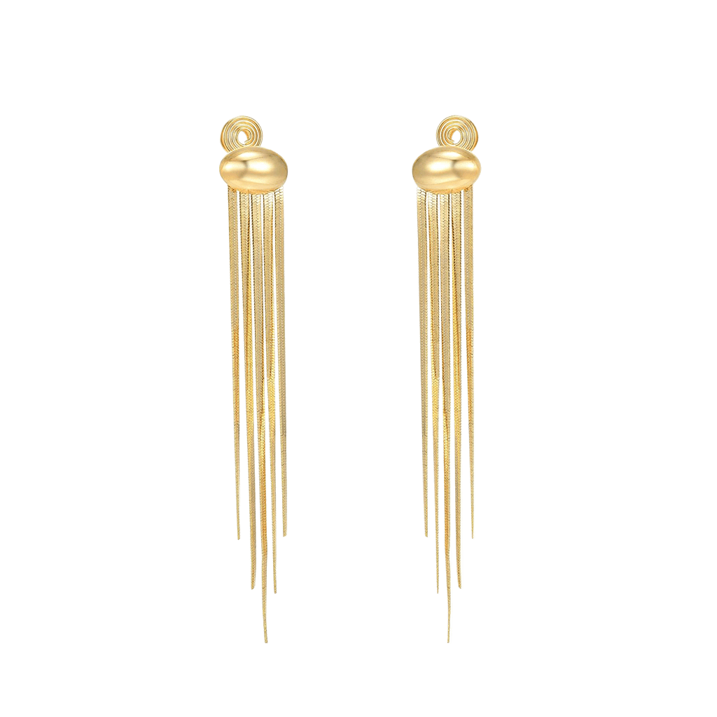 Long Tassel Metal Bean Ear Clips image number 0