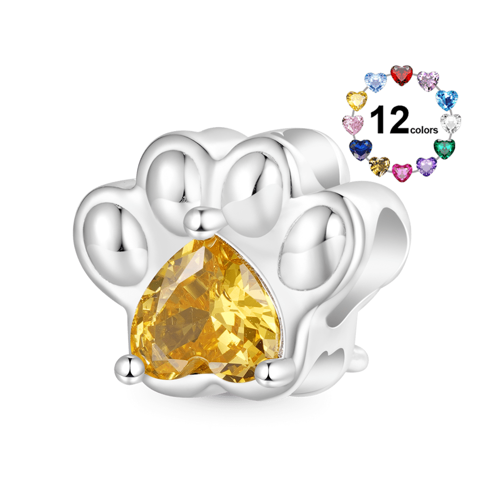 Pet Paw Heart Birthstone Charm image number 0