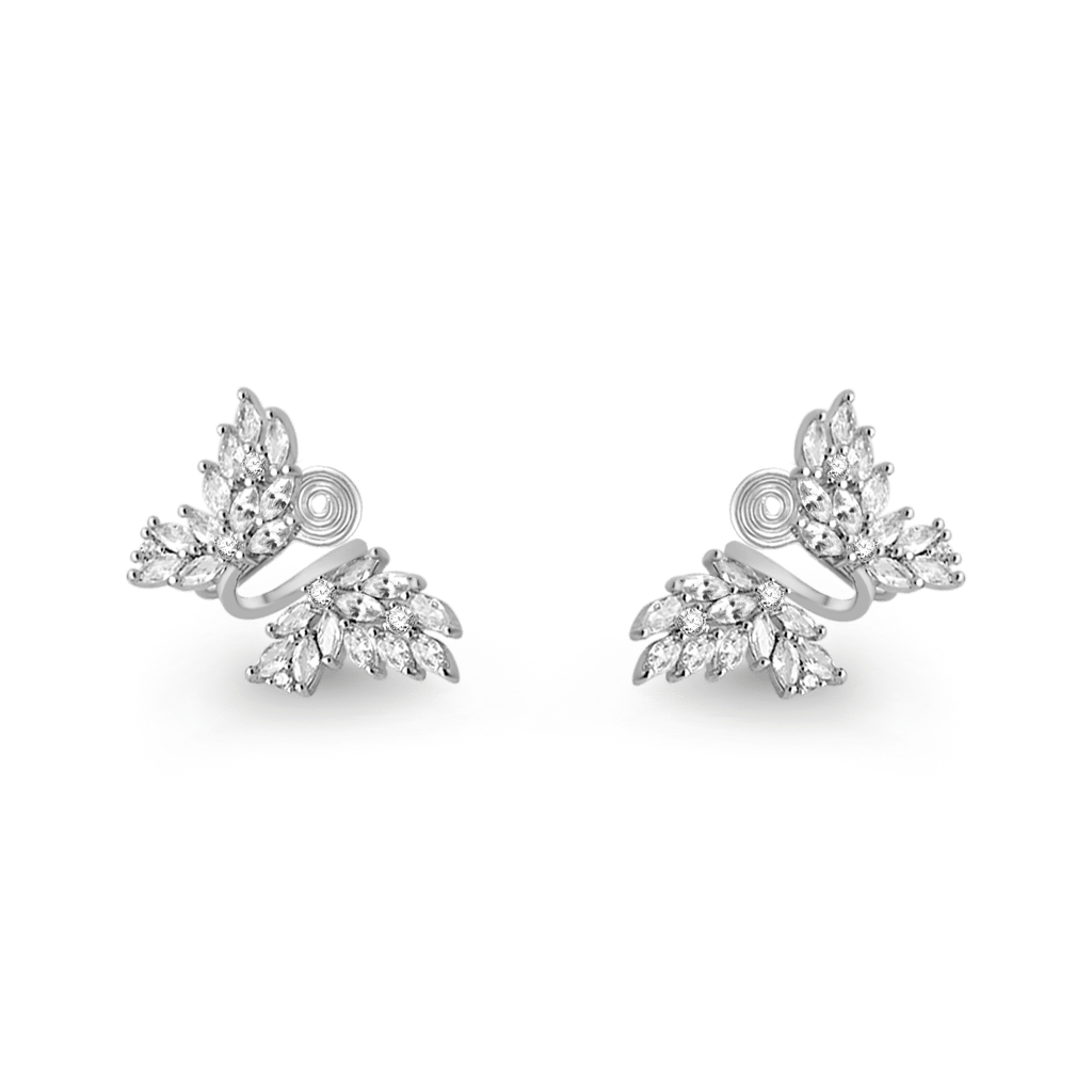 Sparkling Diamond Butterfly Ear Clips image number 0