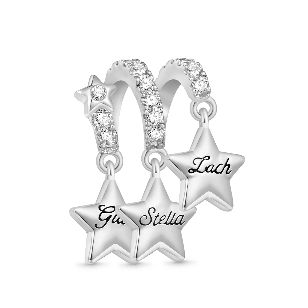 Engravable Stars Three Birthstone Pendant image number 3