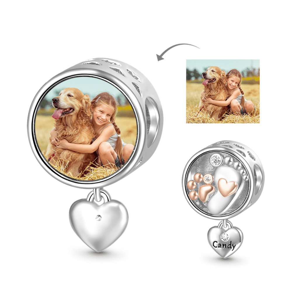 Footprint&Pet Paw Engravable Charm image number 0