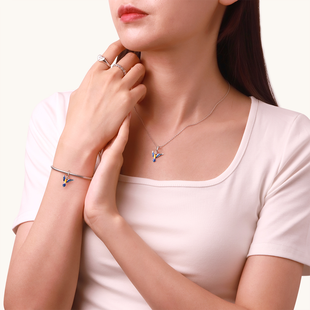 Enamel Hummingbird Pendant image number 3