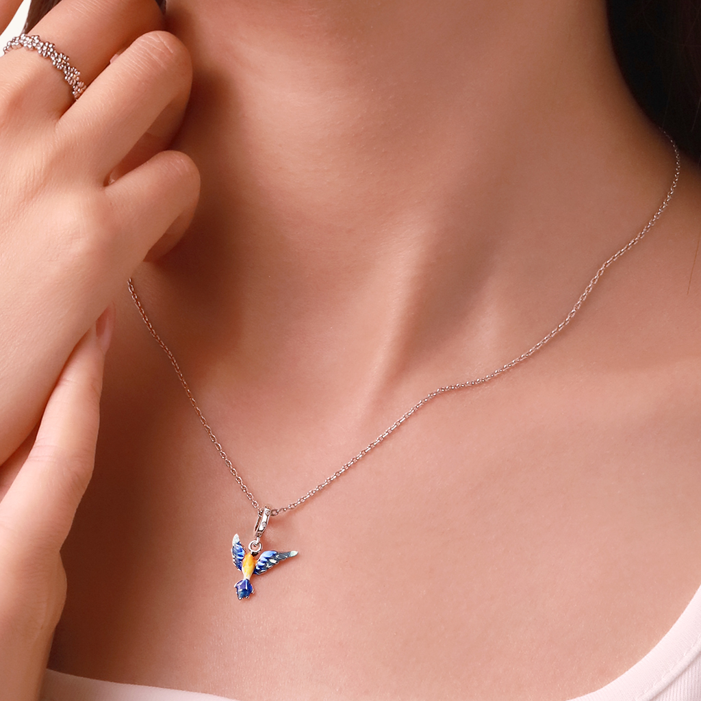 Enamel Hummingbird Pendant image number 4