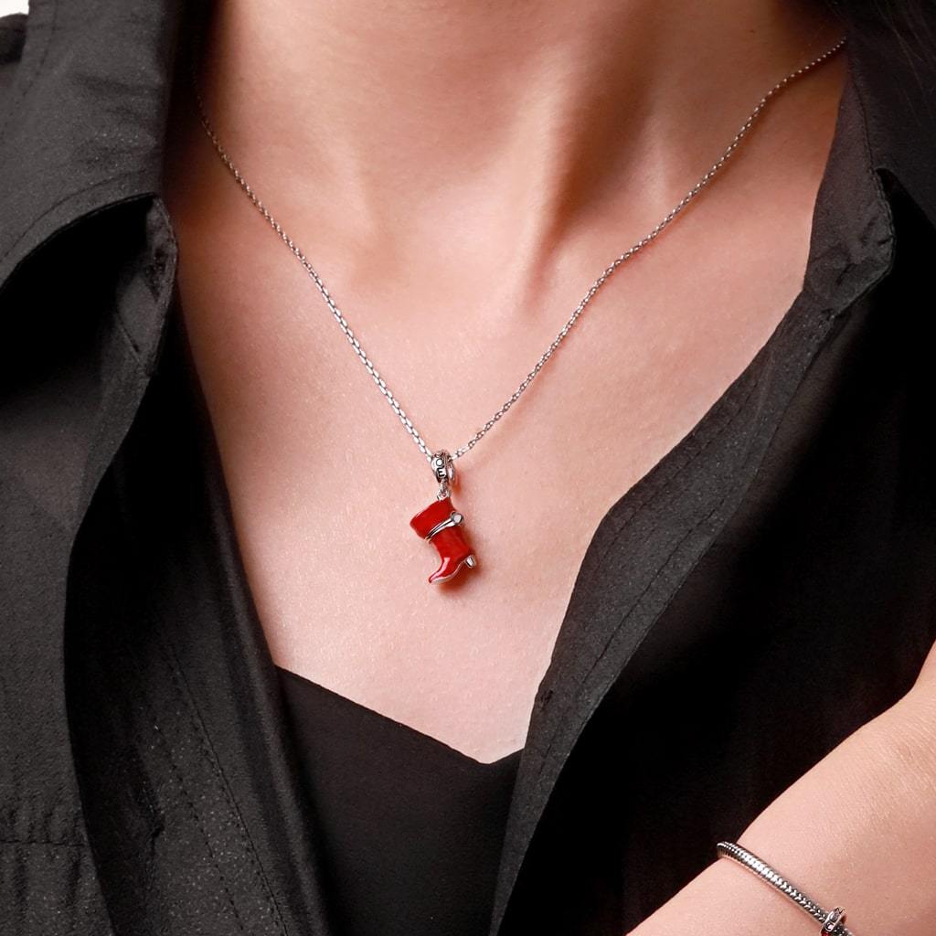 Openable Red Boot Pendant image number 5