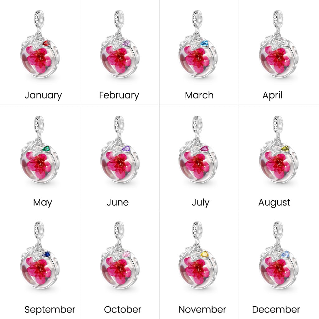 Preserved Flower Birthstone Pendant image number 6