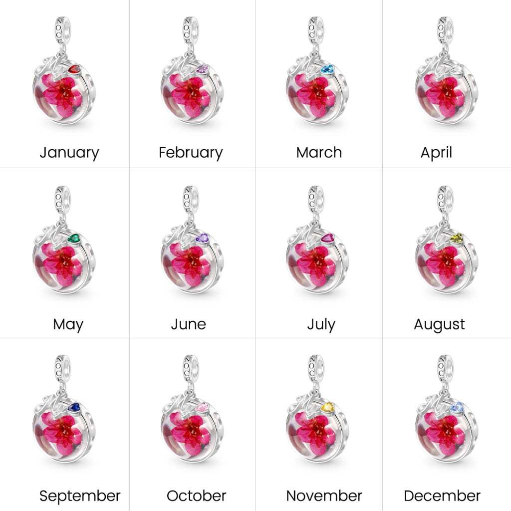 Preserved Flower Birthstone Pendant image number 6