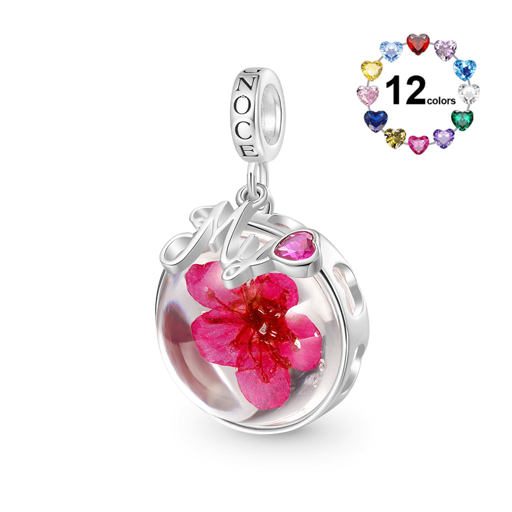 Preserved Flower Birthstone Pendant image number 0