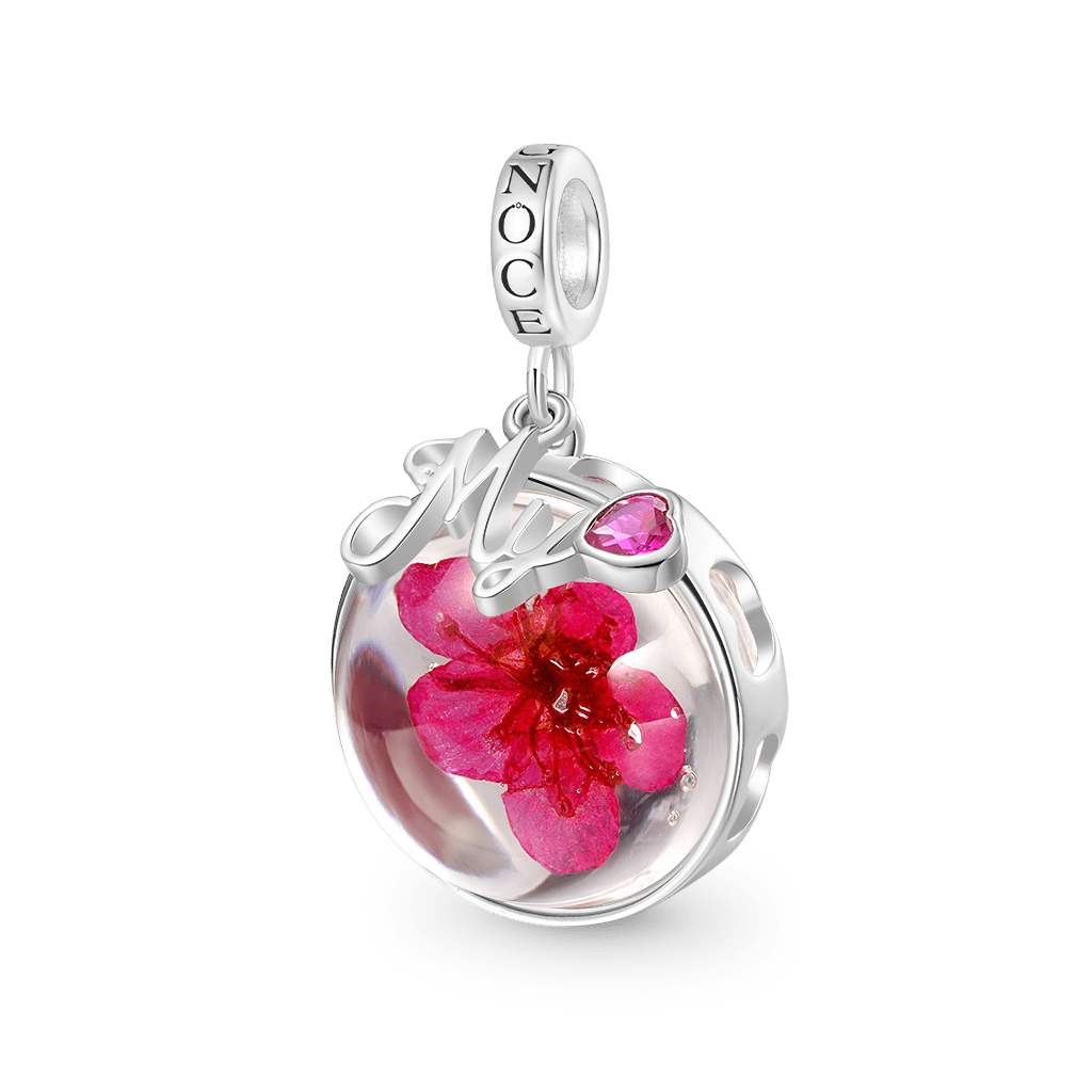 Preserved Flower Birthstone Pendant image number 1