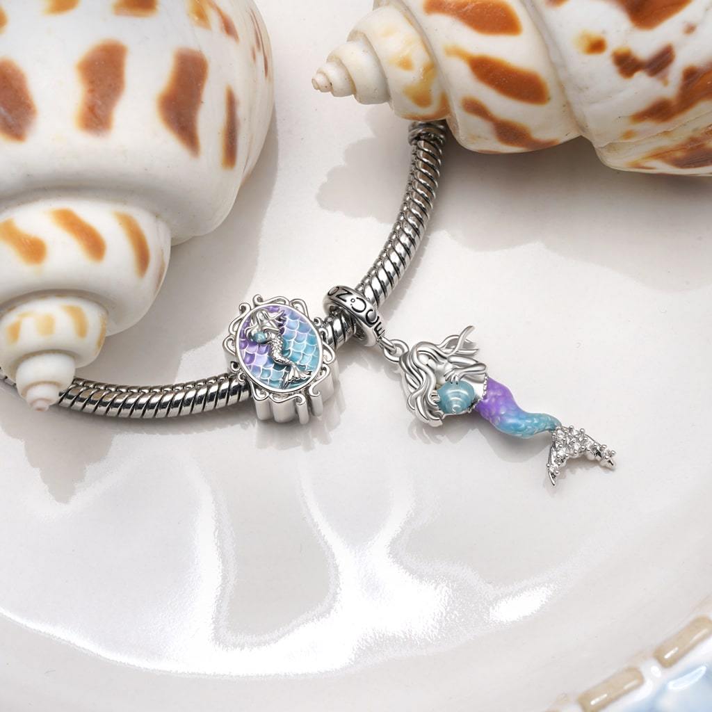 Little Mermaid Holding Conch Pendant image number 2