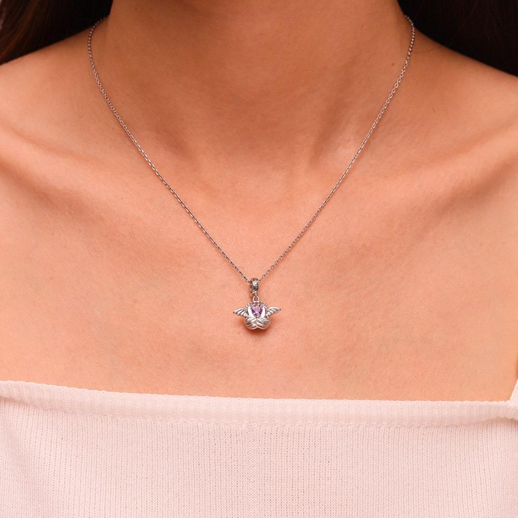 Angel Baby Memorial Birthstone Pendant image number 4