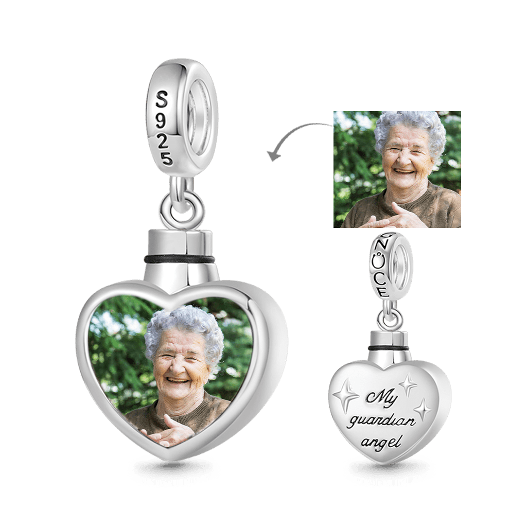Personalized Photo Heart Urn Ashes Pendant image number 3