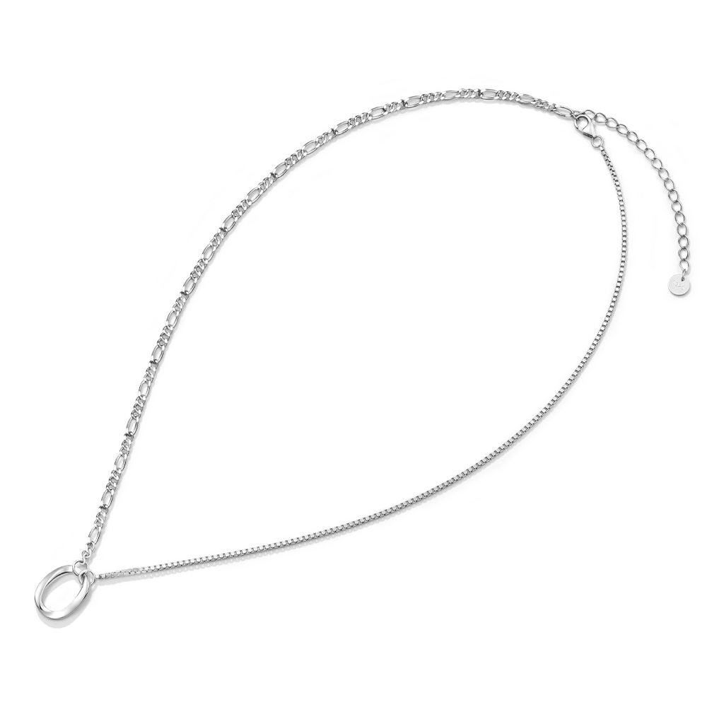 Asymmetric Chain Hollow Oval Link Necklace image number 1